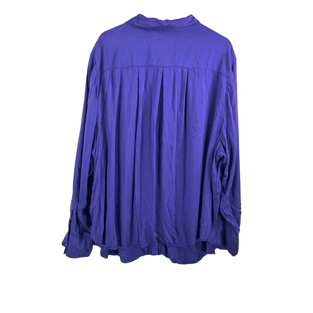 J. Jill Button Down Shirt sz‎ 4X Purple viscose money preppy minimalist